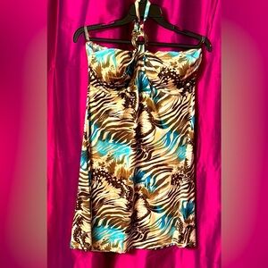 NEW ✨💎 STUNNING RAPZ  Blue and Brown Animal Print Dress 😎💕